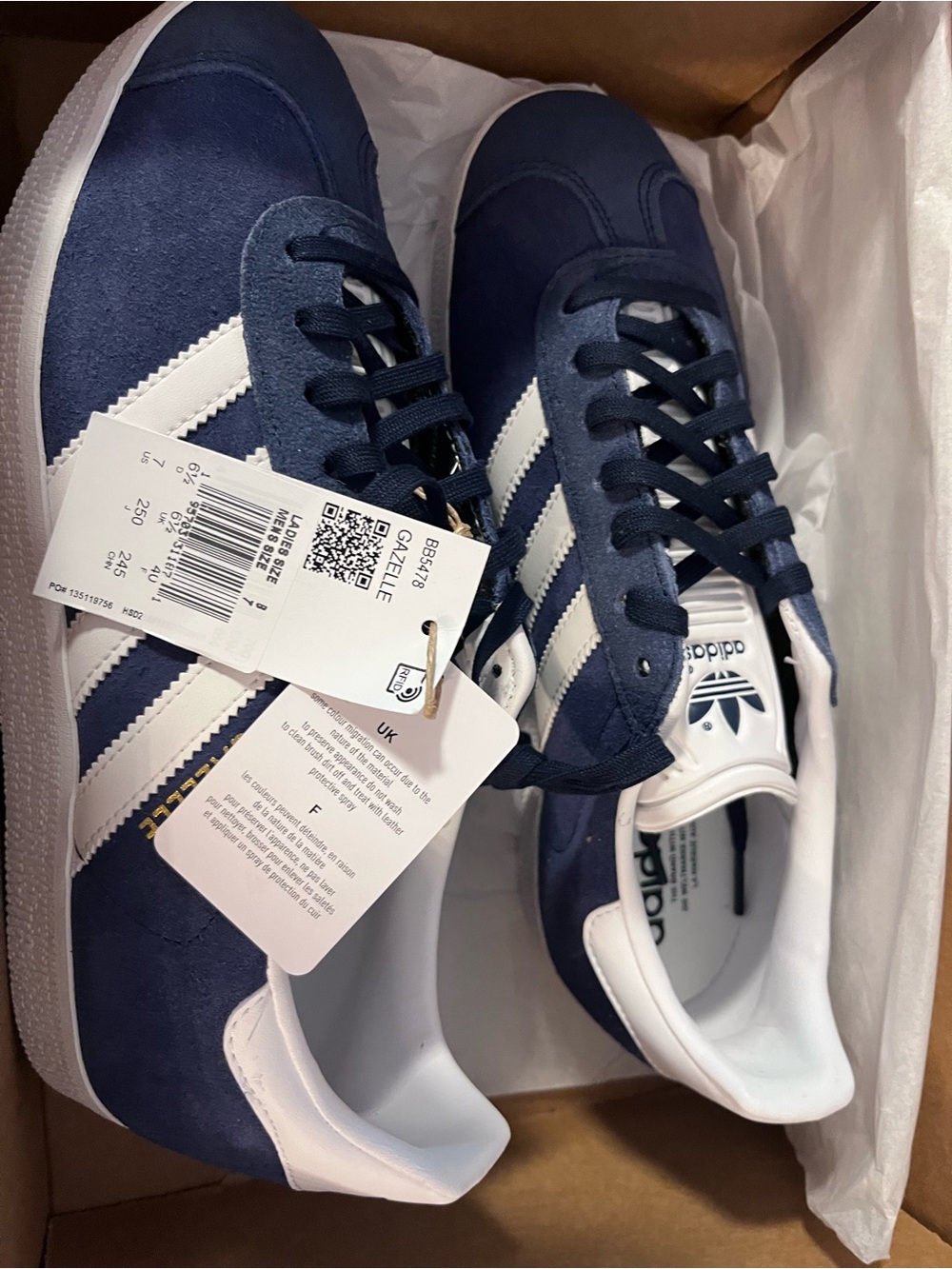 adidas Gazelle Navy and White Suede Sneakers